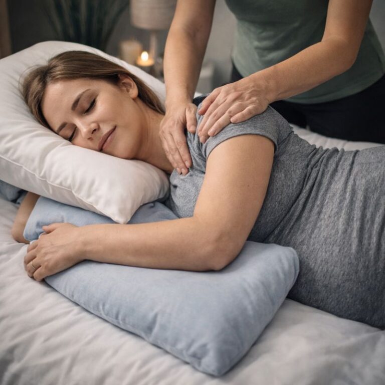 Gravidmassage: sikkerhed i generelle termer (hensyn, tilpasning, tryk, leje/støtte og hvornår man bør rådføre sig med læge/jordemoder først)