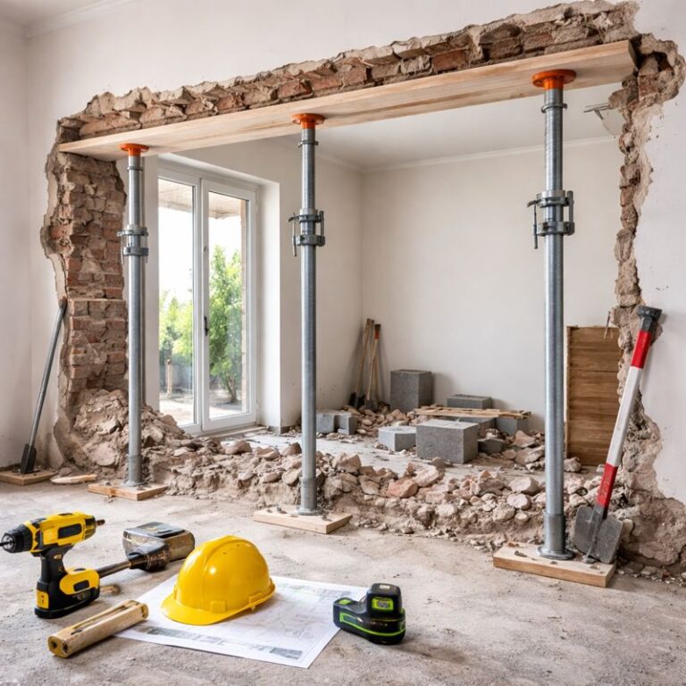 Bærende væg: sådan arbejder du sikkert med afstivning og forberedelse