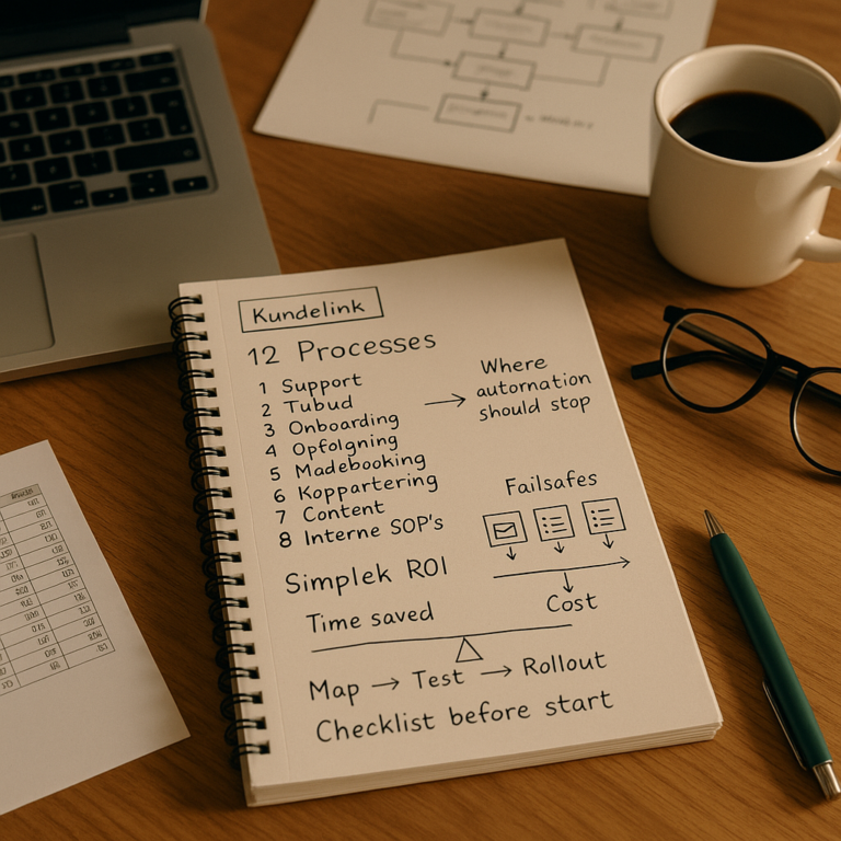 Automatisering i små virksomheder: 12 processer du kan automatisere med AI uden at miste kontrol