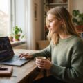 Dansk lønmodtager undersøger investering for begyndere på laptop derhjemme