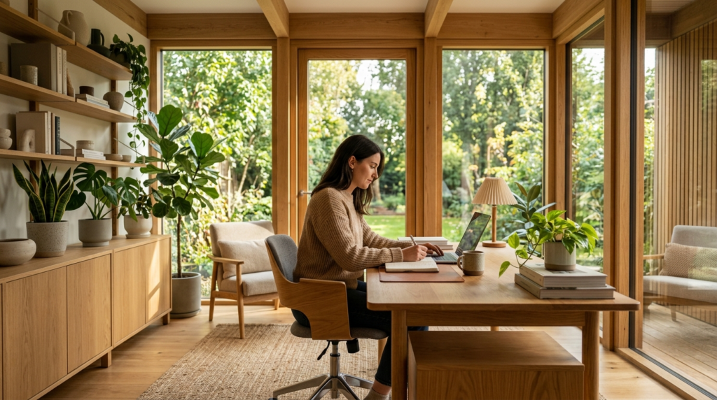 Atmospheric lifestyle image of a contemporary home office sp