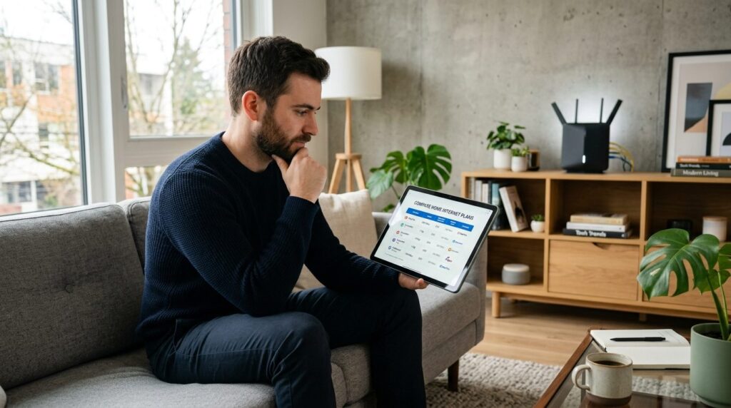 Modern millennial professional man looking thoughtful while 