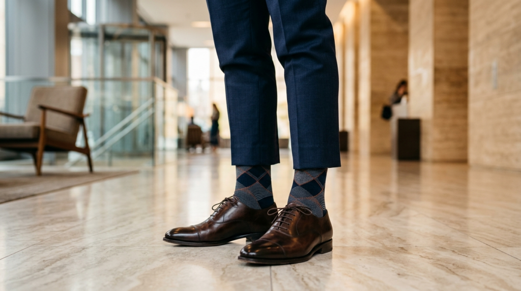 Close-up detail shot of well-dressed professional mans lowe